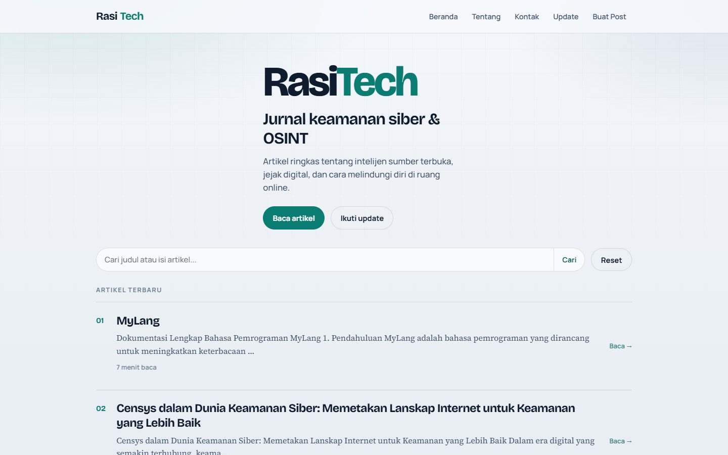 Screenshot RasiTech Channel Articles